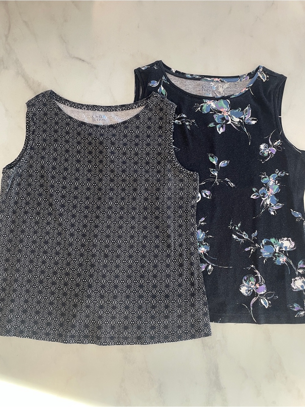 croft & barrow Navy Floral and Geo Tank Tops